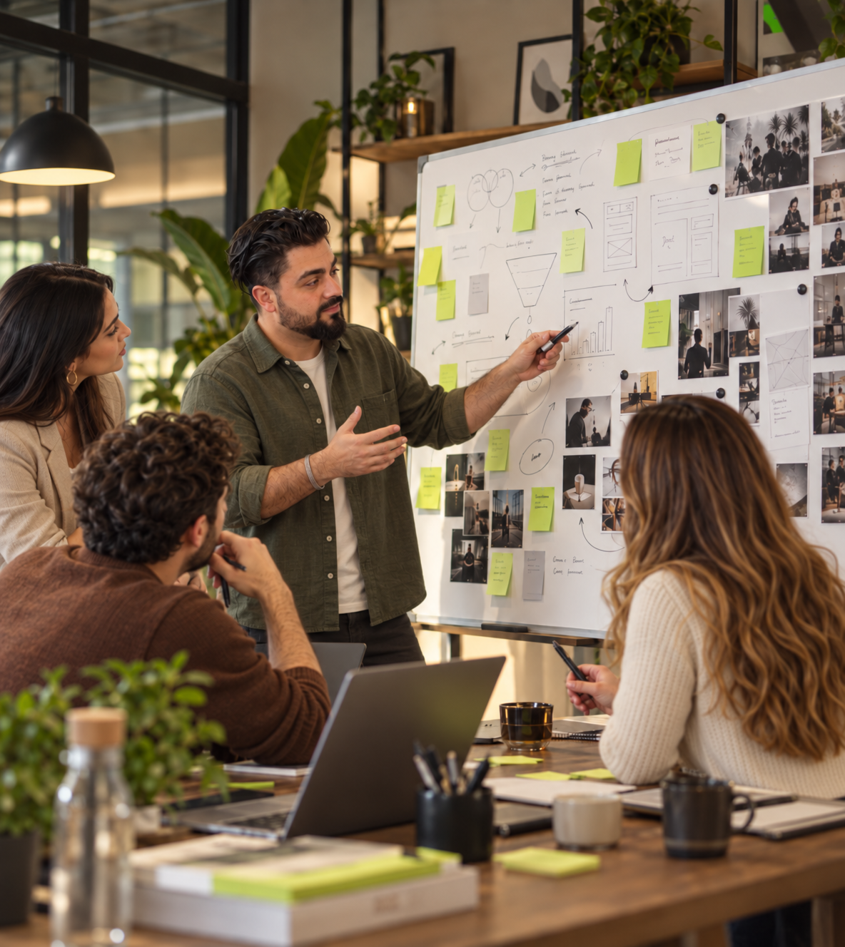 Creatieve brainstorm rond het whiteboard